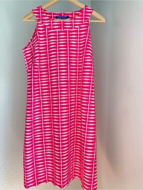 Katherine Way Hot Pink & White Patterned Sleeveless Dress